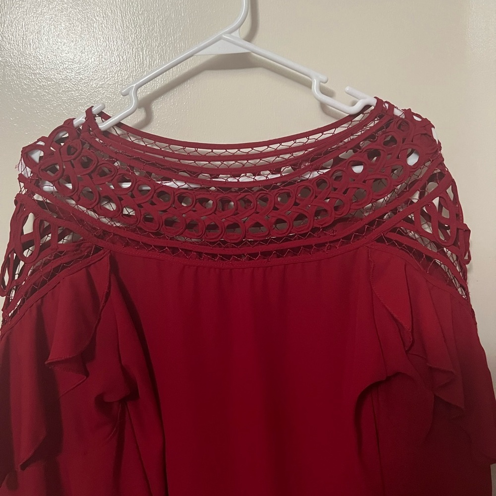 Red Ruffle Blouse - Picture 3 of 3